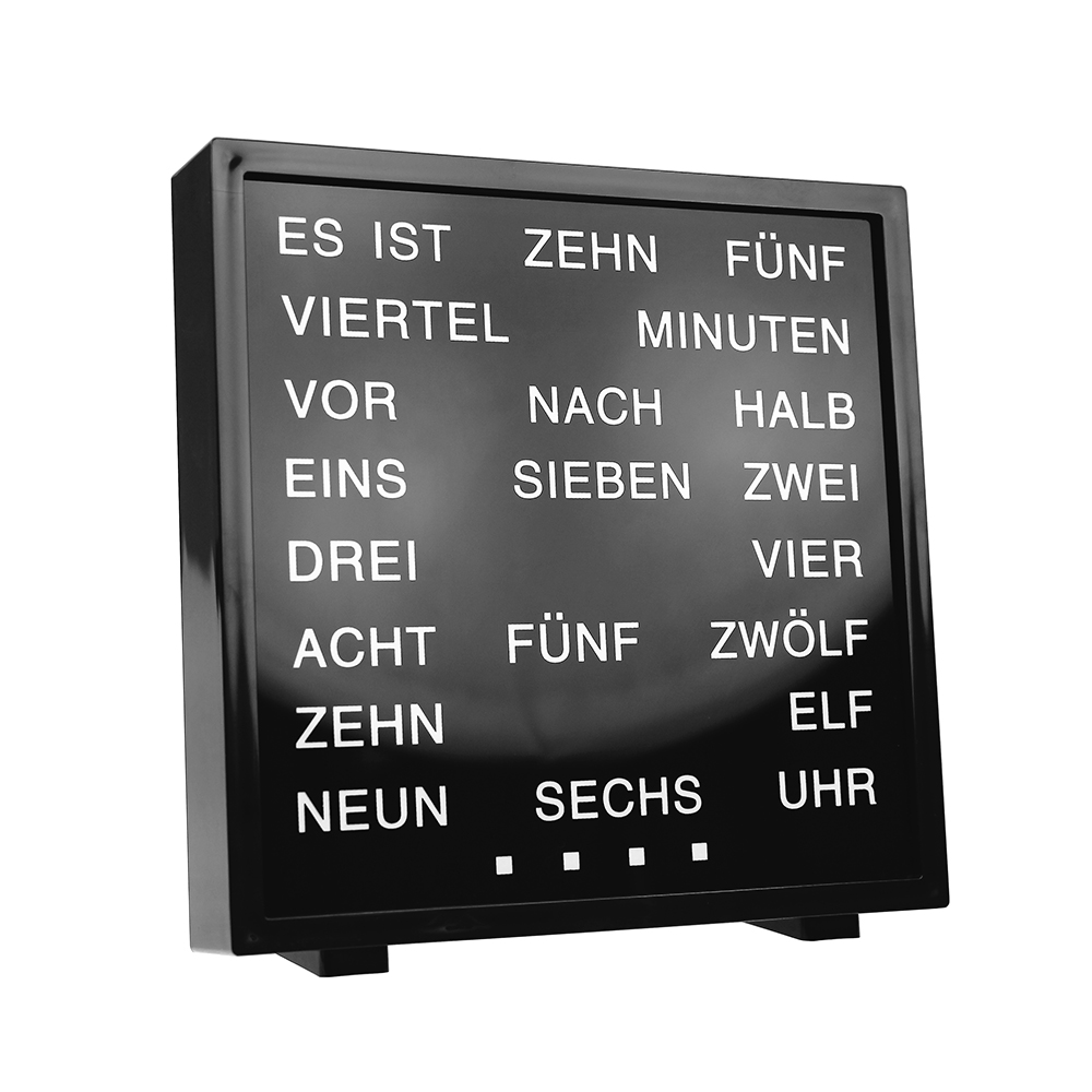 LED Uhr mit Wortanzeige - Wortuhr mit Schriftanzeige - Tischuhr