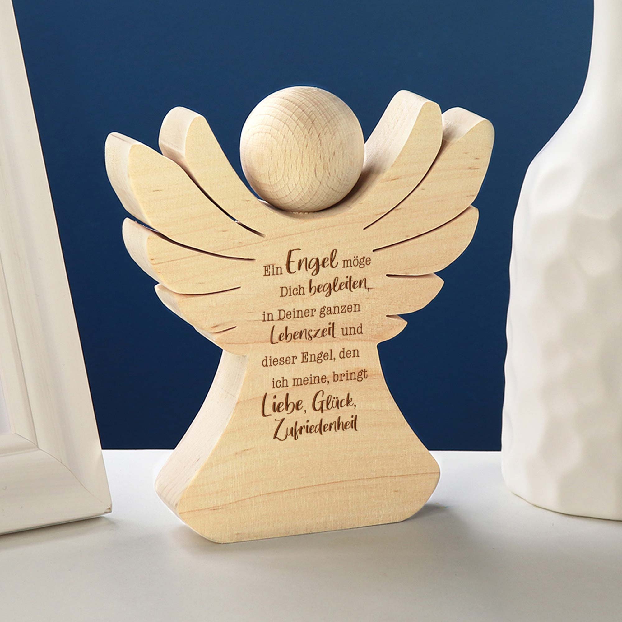 Engel aus Holz mit Gravur zur Taufe - Originelles Geldgeschenk