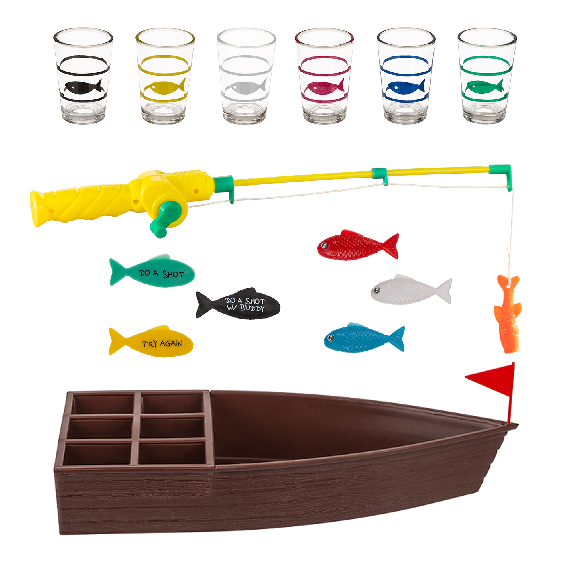 Fische angeln Partyspiel - Shot Trinkspiel mit Gläsern