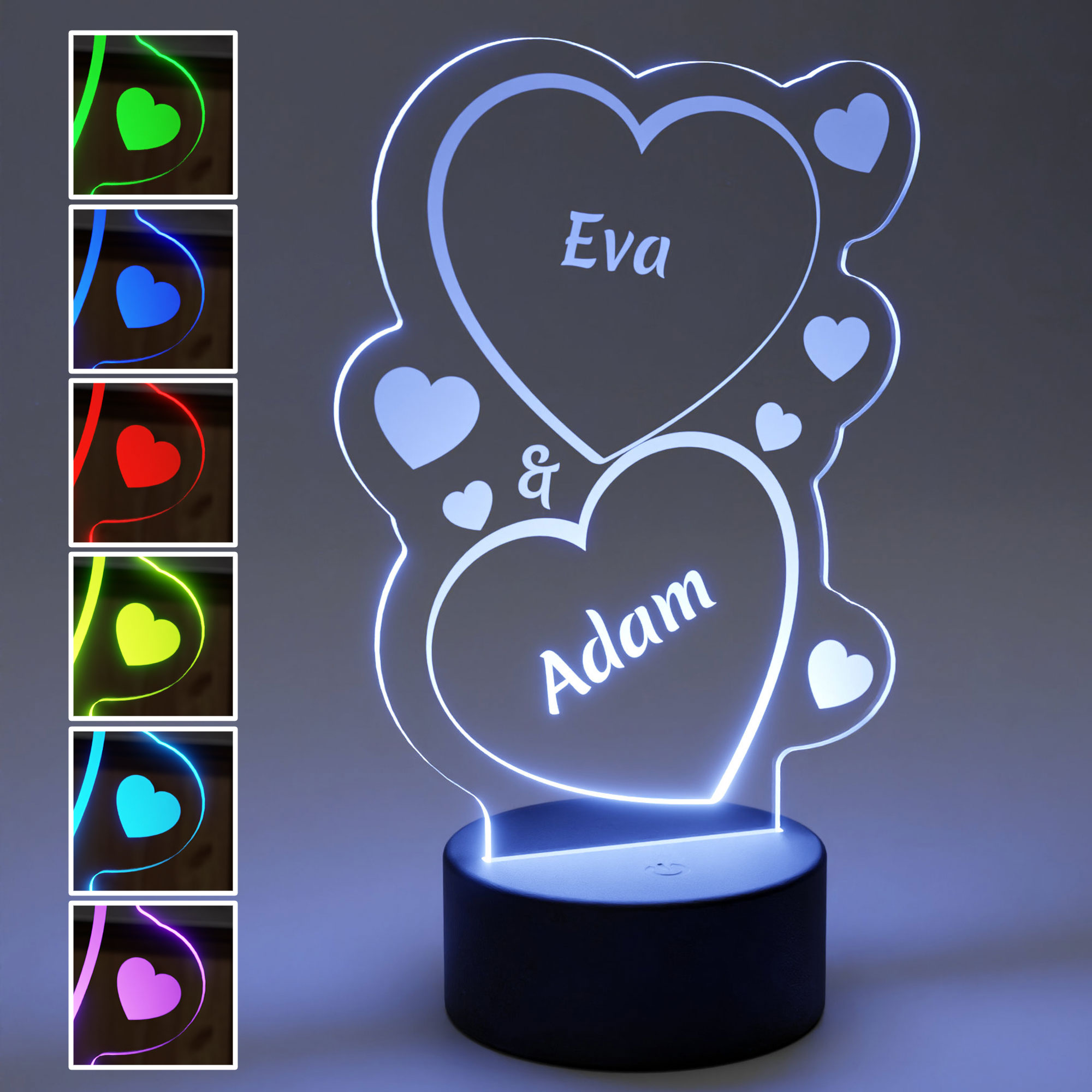 Personalisiertes Herzen Dekolicht - LED Lampe mit Gravur